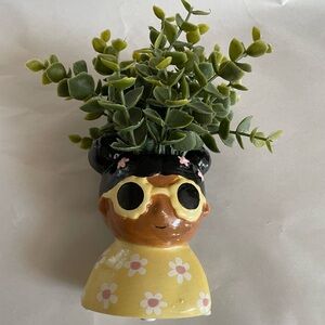 New! Cute Planter with Sunglasses and Flowers